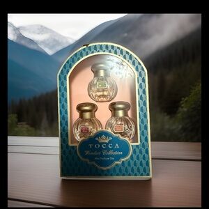Tocca Mini Perfume Trio in Gold and Blue. Florence , Lucia, Laila